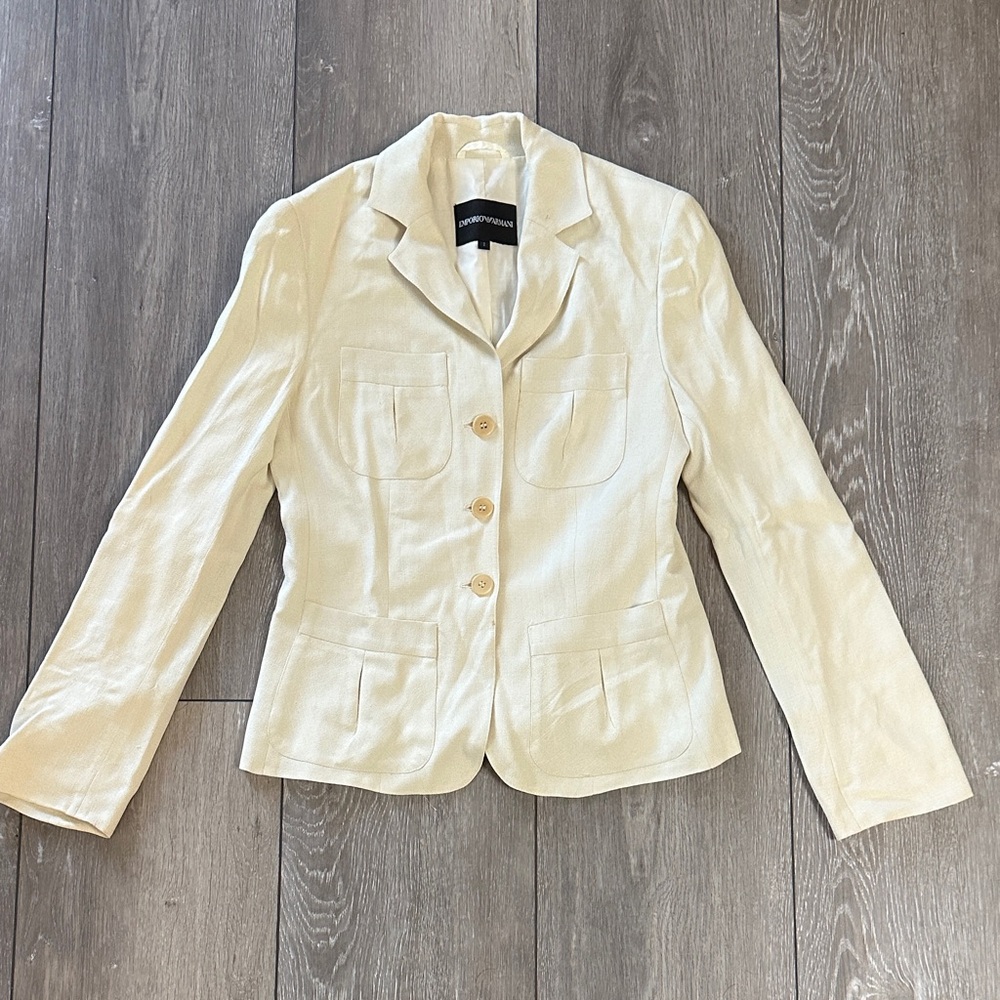 Emporio Armani Cream Single-Breasted Women's Blazer